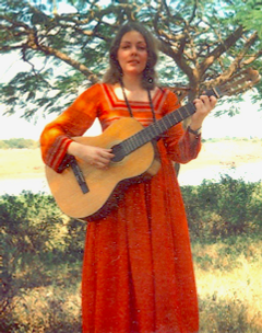 Shobha by the river near the ashram in India : 1976